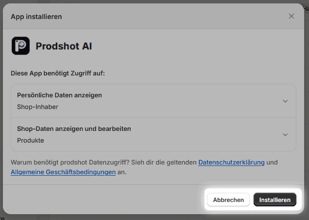 OAuth authorization screen for connecting your Shopify store